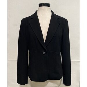 Emma James‎ Women's 10 Black Button Crepe Texture Blazer Career Slit Sleeves